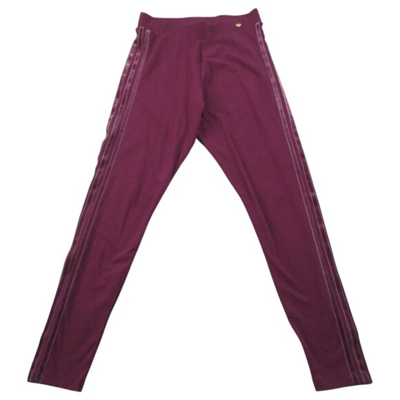 Adidas‎ Original Leggings Womens Medium Burgundy Activewear 3-Stripes High Waist - Picture 1 of 9